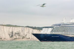 IMAGE PROVIDED FREE FOR EDITORIAL USE - NO SALES. Sagas brand new £300million British boutique cruise ship, Spirit of Discovery, sails into the port of Dover for the first time. Spirit of Discovery and her sister ship Spirit of Adventure, due to launch in August 2020, mark a pioneering new era for Saga cruises. They are the only small, new, luxury ships being built for the British market. At an overall length  of 774.3ft and a beam of 102.4ft, Spirit of Discovery will sail up to 999 passengers around the world with over 500 crew aboard. Saga, the UKs only independent cruise shipping company, has shown its firm commitment to Britain by registering Spirit of Discovery in London and she will sail under the Red Ensign. She will be officially named in a glittering Garden Party and ceremony in Dover's Great Western Docks next Friday by HRH The Duchess of Cornwall. Picture date Friday 28th June, 2019. Further information on Saga and Spirit of Discovery is available from Rhona Gardiner, PR Manager for Saga Spirit of Discovery on +44 (0)7740 410052 or on email Rhona.Gardiner@embolden.agency Picture by Christopher Ison. Contact +447544 044177 chris@christopherison.com