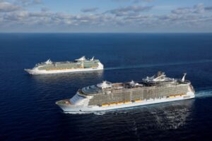 Oasis of the Seas and Independence of the Seas Off Port Everglades on April 3, 2010 Royal Caribbean International