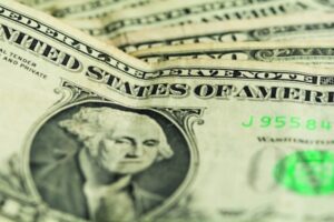 Pattern of US dollars. Close up, Selective focus