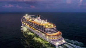Adora Mediterranea cruise ship sailing at night during Adora Cruises’ cultural heritage season launch