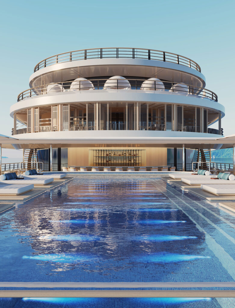 Amangati yacht infinity pool deck with sun loungers