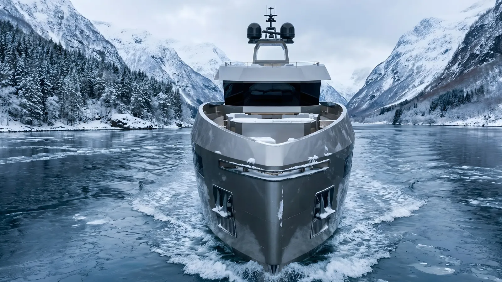 Hoia100 explorer yacht concept navigating icy waters