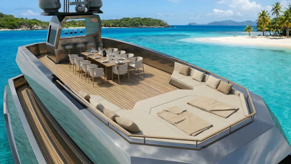 Hoia100 explorer yacht deck lounge with pool