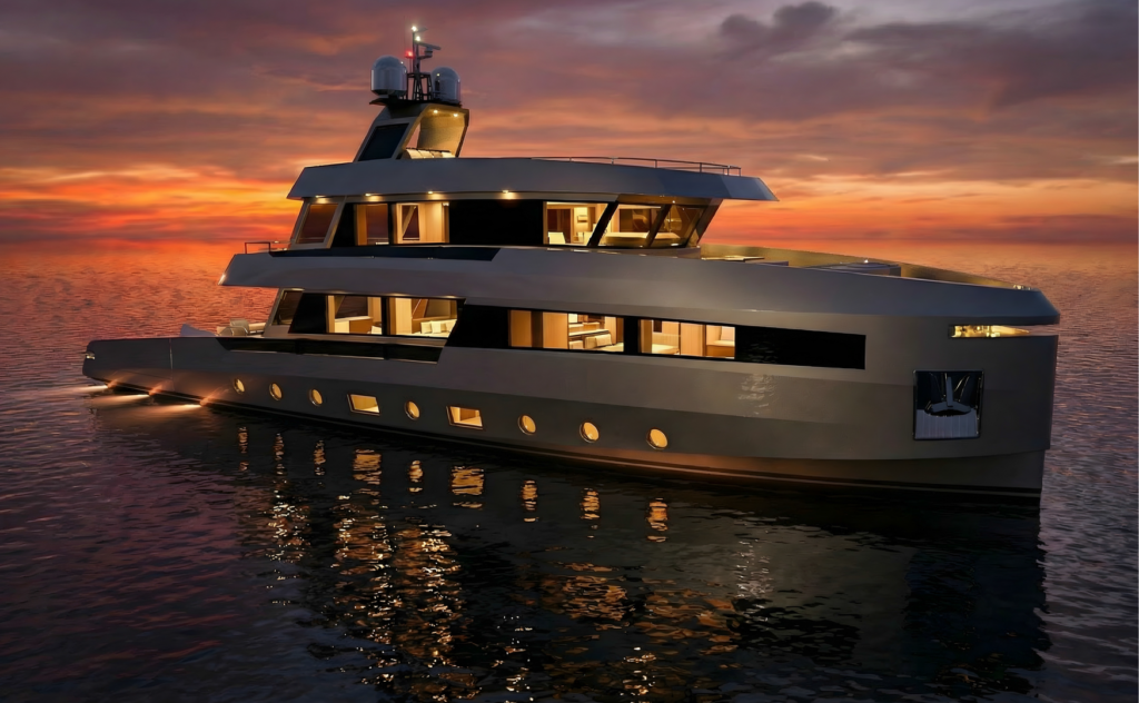 Hoia100 explorer yacht upper deck dining space