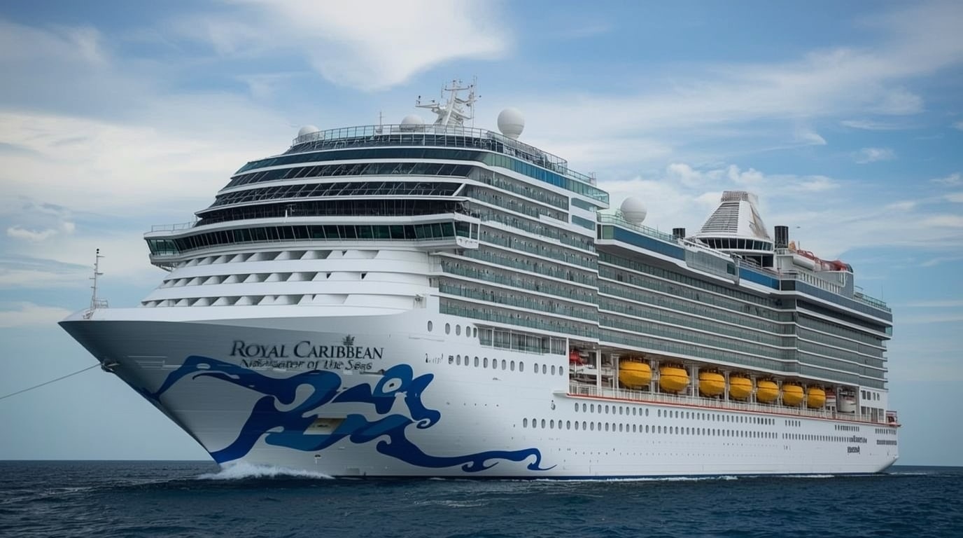 The massive Royal Caribbean Navigator of the Seas cruise liner departing from Los Angeles, site of the tragic passenger death ruled as homicide amid negligence allegations.