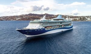 Marella Discovery cruise ship sailing near the Greek islands during a Mediterranean itinerary