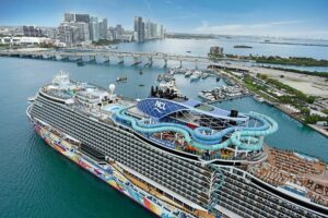 Norwegian Getaway docked at the new pier at Great Stirrup Cay
