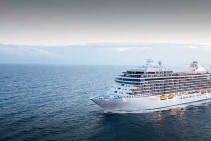 Seven Seas Splendor cruise ship sailing off the coast of Brazil