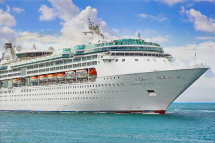 Brilliance of the Seas docked in the Mediterranean