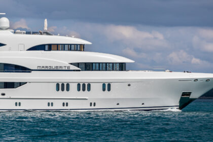 61m Lürssen superyacht Marguerite cruising after sale following major refit