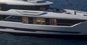 Baglietto DOM155 47m flagship superyacht exterior rendering at sea