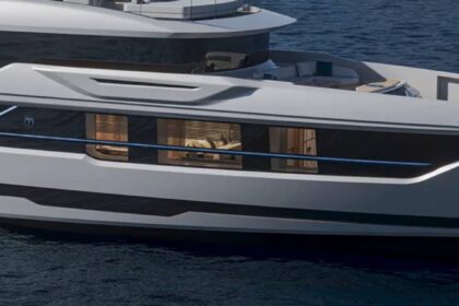 Baglietto DOM155 47m flagship superyacht exterior rendering at sea