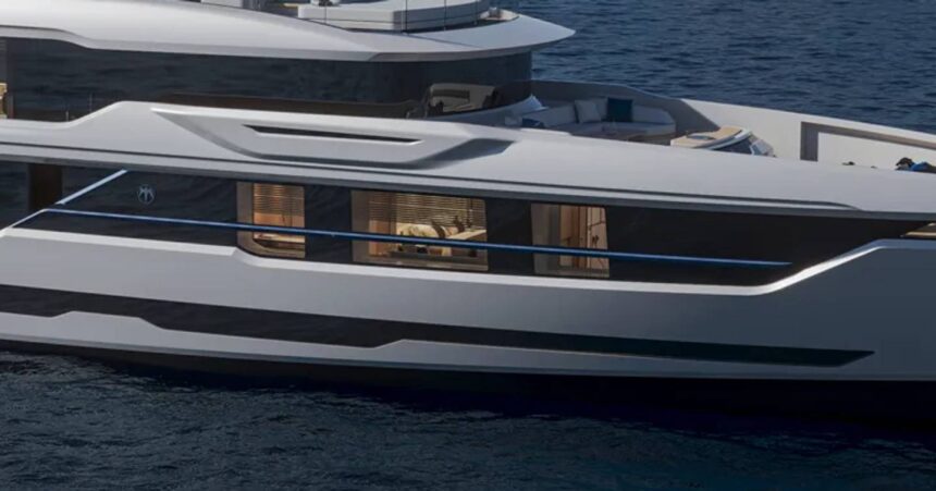 Baglietto DOM155 47m flagship superyacht exterior rendering at sea