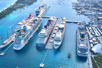 Bahamas cruise port crowded with ships during record tourism year