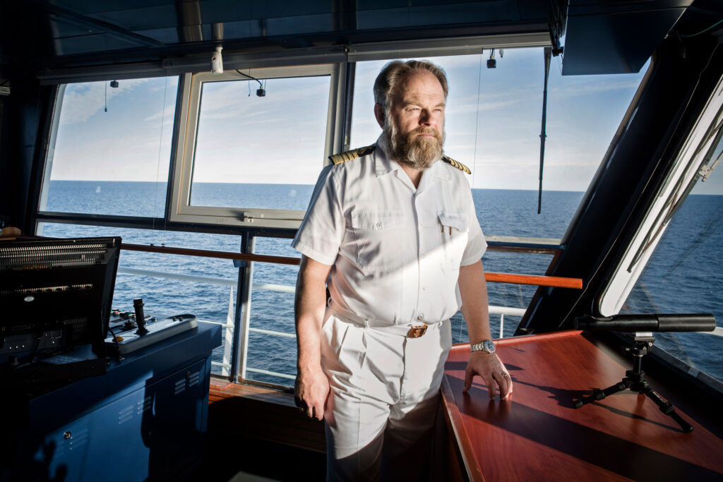 Crystal Captain Birger Vorland on the bridge of Crystal Serenity