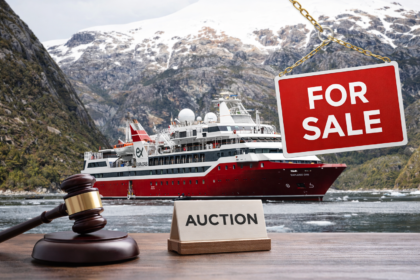Exploris One expedition cruise ship pictured in icy waters as the vessel is set to be auctioned following financial restructuring