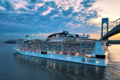 MSC Meraviglia cruise ship sailing at sea ahead of its Southern Caribbean debut during the 2027–28 winter season
