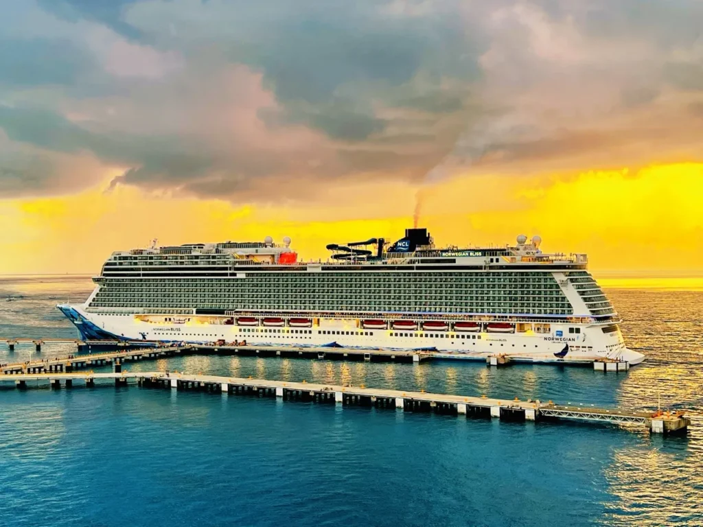 Norwegian Gem docked at Great Stirrup Cay during a Bahamas cruise itinerary change