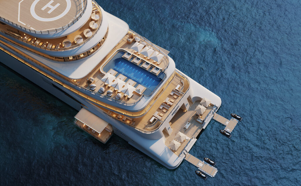 Aman at Sea Amangati luxury yacht featuring dual helipads in the Mediterranean