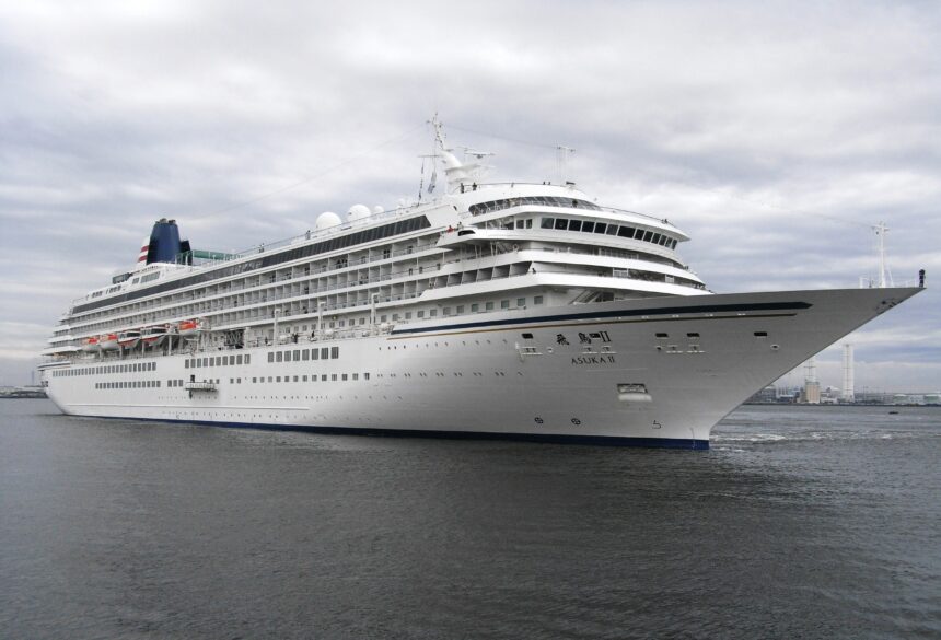 Asuka II cruise ship celebrating 20 years of service during Asia anniversary voyage