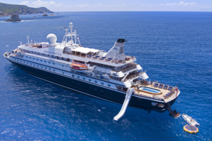 Blue Zephyr small cruise ship sailing through the Greek Isles