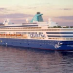 Celestyal cruise ship sailing through the Suez Canal en route from Athens to Jeddah