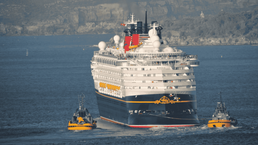 Disney Wonder cruise ship departing Sydney Harbour