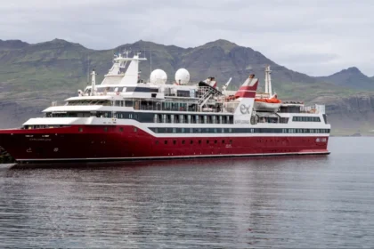 Exploris One expedition cruise ship docked in France after auction sale