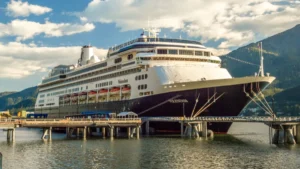Holland America cruise ship sailing in the Caribbean celebrating 100 years of Caribbean cruises
