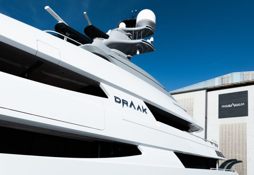 Superyacht Draak following completion of rebuild at Oceanco shipyard